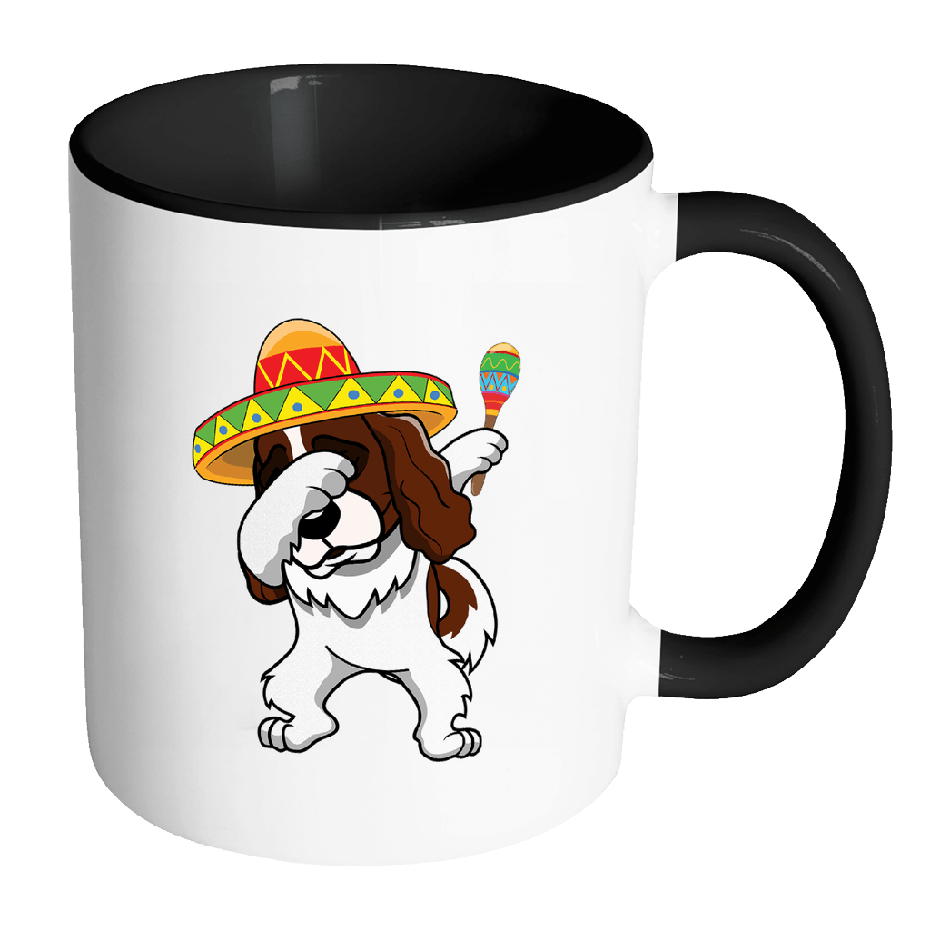 RobustCreative-Dabbing Cavalier King Charles Spaniel Dog in Sombrero - Cinco De Mayo Mexican Fiesta - Dab Dance Mexico Party - 11oz Black & White Funny Coffee Mug Women Men Friends Gift ~ Both Sides Printed