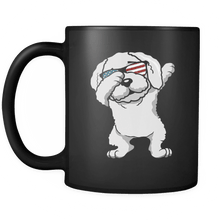 Load image into Gallery viewer, RobustCreative-Dabbing Bichon Frise Dog America Flag - Patriotic Merica Murica Pride - 4th of July USA Independence Day - 11oz Black Funny Coffee Mug Women Men Friends Gift ~ Both Sides Printed
