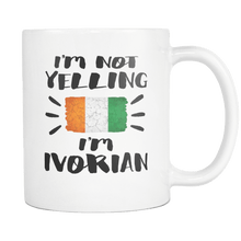 Load image into Gallery viewer, RobustCreative-I&#39;m Not Yelling I&#39;m Ivorian Flag - Ivory Coast Pride 11oz Funny White Coffee Mug - Coworker Humor That&#39;s How We Talk - Women Men Friends Gift - Both Sides Printed (Distressed)
