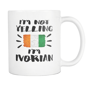 RobustCreative-I'm Not Yelling I'm Ivorian Flag - Ivory Coast Pride 11oz Funny White Coffee Mug - Coworker Humor That's How We Talk - Women Men Friends Gift - Both Sides Printed (Distressed)
