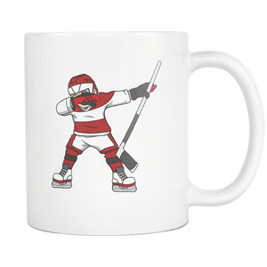 RobustCreative-Dabbing Ice Hockey - Hockey 11oz Funny White Coffee Mug - Puck Madness Ice Skates - Women Men Friends Gift - Both Sides Printed (Distressed)