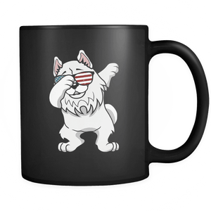 RobustCreative-Dabbing Samoyed Dog America Flag - Patriotic Merica Murica Pride - 4th of July USA Independence Day - 11oz Black Funny Coffee Mug Women Men Friends Gift ~ Both Sides Printed