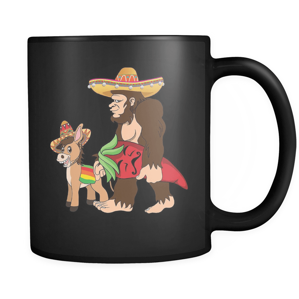 RobustCreative-Bigfoot Sasquatch Donkey Chili Pepper - Cinco De Mayo Mexican Fiesta - No Siesta Mexico Party - 11oz Black Funny Coffee Mug Women Men Friends Gift ~ Both Sides Printed