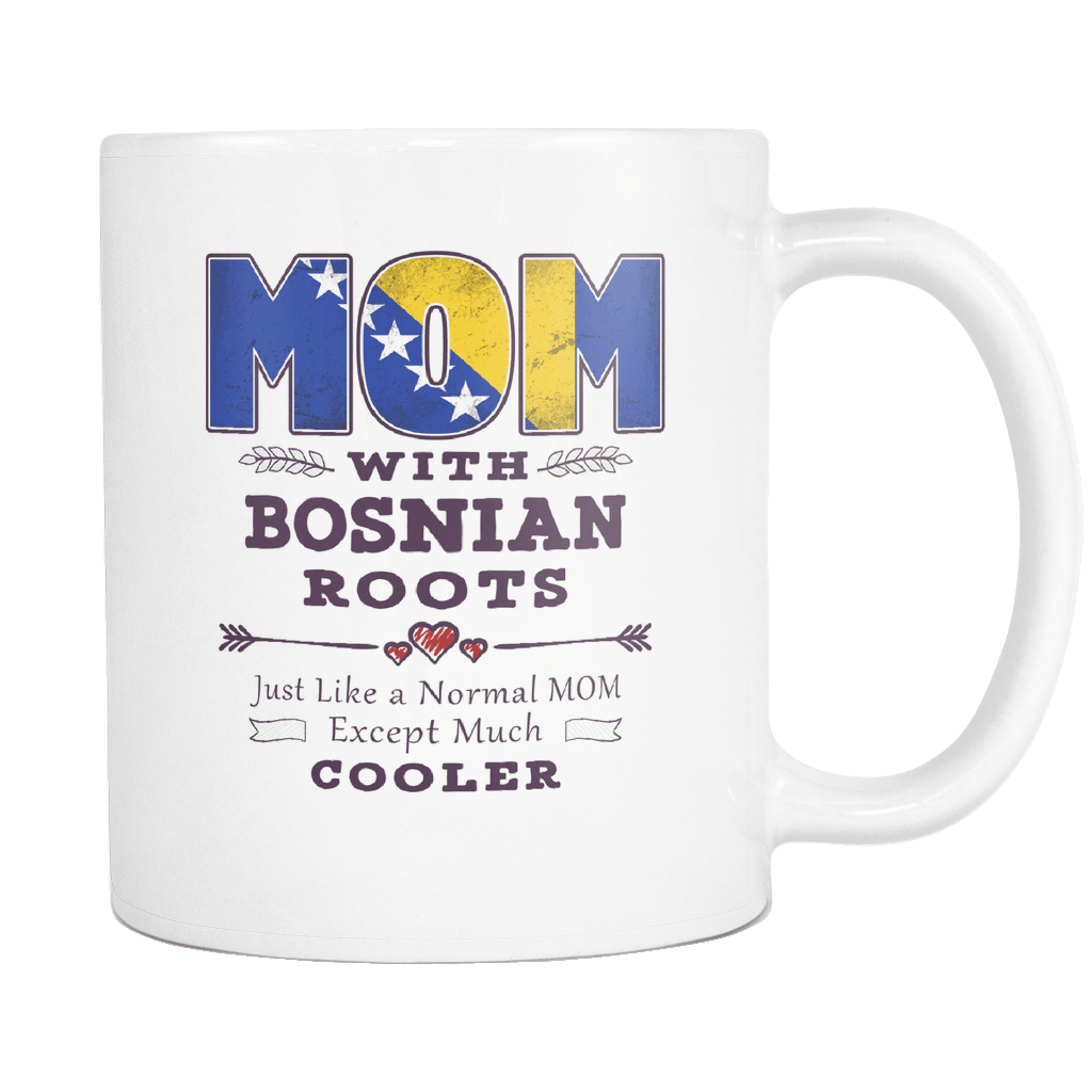 RobustCreative-Best Mom Ever with Bosnian Roots - Bosnia Flag 11oz Funny White Coffee Mug - Mothers Day Independence Day - Women Men Friends Gift - Both Sides Printed (Distressed)