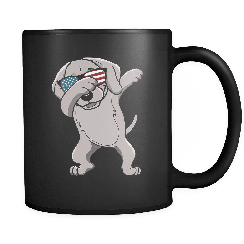 RobustCreative-Dabbing Weimaraner Dog America Flag - Patriotic Merica Murica Pride - 4th of July USA Independence Day - 11oz Black Funny Coffee Mug Women Men Friends Gift ~ Both Sides Printed