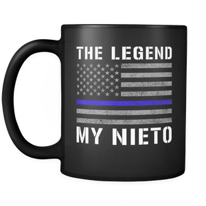 RobustCreative-Nieto The Legend American Flag patriotic Trooper Cop Thin Blue Line Law Enforcement Officer 11oz Black Coffee Mug ~ Both Sides Printed