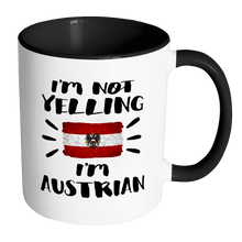 Load image into Gallery viewer, RobustCreative-I&#39;m Not Yelling I&#39;m Austrian Flag - Austria Pride 11oz Funny Black &amp; White Coffee Mug - Coworker Humor That&#39;s How We Talk - Women Men Friends Gift - Both Sides Printed (Distressed)
