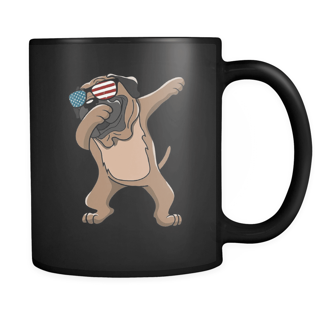 RobustCreative-Dabbing Bullmastiff Dog America Flag - Patriotic Merica Murica Pride - 4th of July USA Independence Day - 11oz Black Funny Coffee Mug Women Men Friends Gift ~ Both Sides Printed