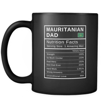 Load image into Gallery viewer, RobustCreative-Mauritanian Dad, Nutrition Facts Fathers Day Hero Gift - Mauritanian Pride 11oz Funny Black Coffee Mug - Real Mauritania Hero Papa National Heritage - Friends Gift - Both Sides Printed

