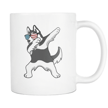 Load image into Gallery viewer, RobustCreative-Dabbing Siberian Husky Dog America Flag - Patriotic Merica Murica Pride - 4th of July USA Independence Day - 11oz White Funny Coffee Mug Women Men Friends Gift ~ Both Sides Printed
