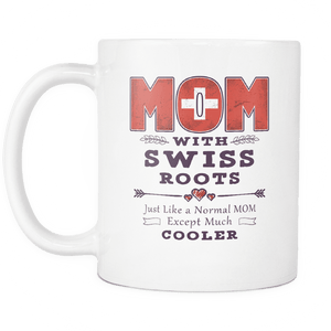 RobustCreative-Best Mom Ever with Swiss Roots - Switzerland Flag 11oz Funny White Coffee Mug - Mothers Day Independence Day - Women Men Friends Gift - Both Sides Printed (Distressed)