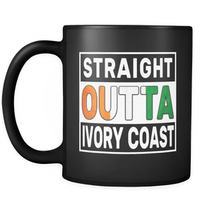 RobustCreative-Straight Outta Ivory Coast - Ivorian Flag 11oz Funny Black Coffee Mug - Independence Day Family Heritage - Women Men Friends Gift - Both Sides Printed (Distressed)