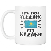 Load image into Gallery viewer, RobustCreative-I&#39;m Not Yelling I&#39;m Kazakh Flag - Kazakhstan Pride 11oz Funny White Coffee Mug - Coworker Humor That&#39;s How We Talk - Women Men Friends Gift - Both Sides Printed (Distressed)
