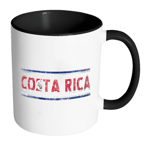 RobustCreative-Retro Vintage Flag Costa Rican Costa Rica 11oz Black & White Coffee Mug ~ Both Sides Printed