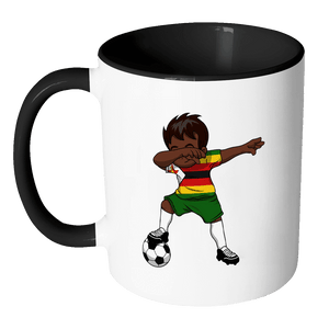 RobustCreative-Dabbing Soccer Boy Zimbabwe Zimbabwean Harare Gifts National Soccer Tournament Game 11oz Black & White Coffee Mug ~ Both Sides Printed