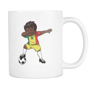 RobustCreative-Dabbing Soccer Boy Senegal Senegalese Dakar Gifts National Soccer Tournament Game 11oz White Coffee Mug ~ Both Sides Printed