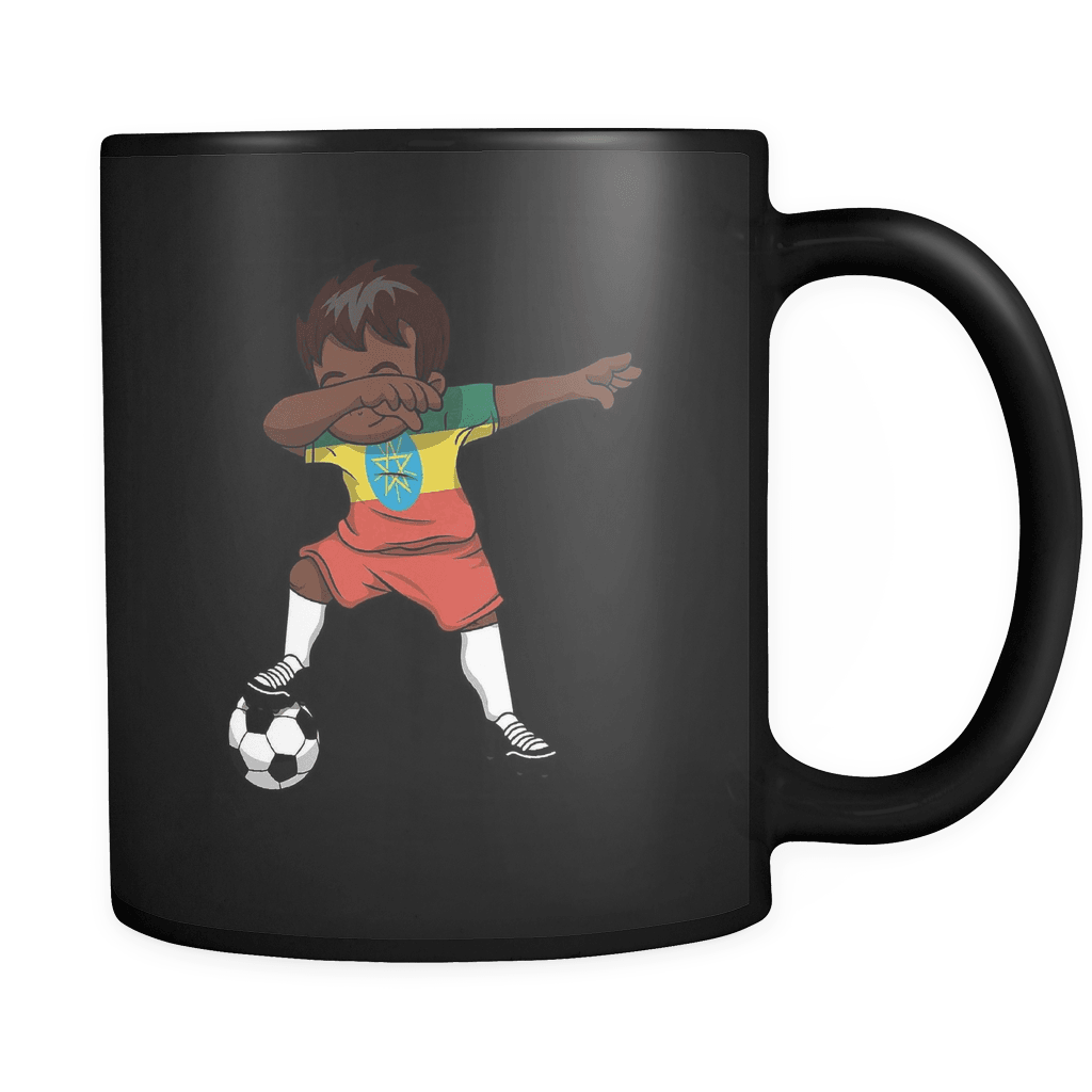 RobustCreative-Dabbing Soccer Boy Ethiopia Ethiopian Addis Ababa Gifts National Soccer Tournament Game 11oz Black Coffee Mug ~ Both Sides Printed