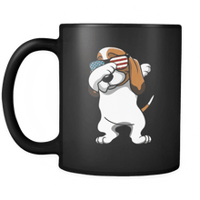 Load image into Gallery viewer, RobustCreative-Dabbing Basset Hound Dog America Flag - Patriotic Merica Murica Pride - 4th of July USA Independence Day - 11oz Black Funny Coffee Mug Women Men Friends Gift ~ Both Sides Printed

