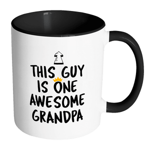 RobustCreative-One Awesome Grandpa - Birthday Gift 11oz Funny Black & White Coffee Mug - Fathers Day B-Day Party - Women Men Friends Gift - Both Sides Printed (Distressed)