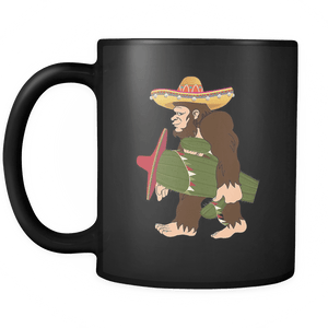 RobustCreative-Bigfoot Sasquatch Cactus Sombrero - Cinco De Mayo Mexican Fiesta - No Siesta Mexico Party - 11oz Black Funny Coffee Mug Women Men Friends Gift ~ Both Sides Printed