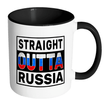 Load image into Gallery viewer, RobustCreative-Straight Outta Russia - Russian Flag 11oz Funny Black &amp; White Coffee Mug - Independence Day Family Heritage - Women Men Friends Gift - Both Sides Printed (Distressed)
