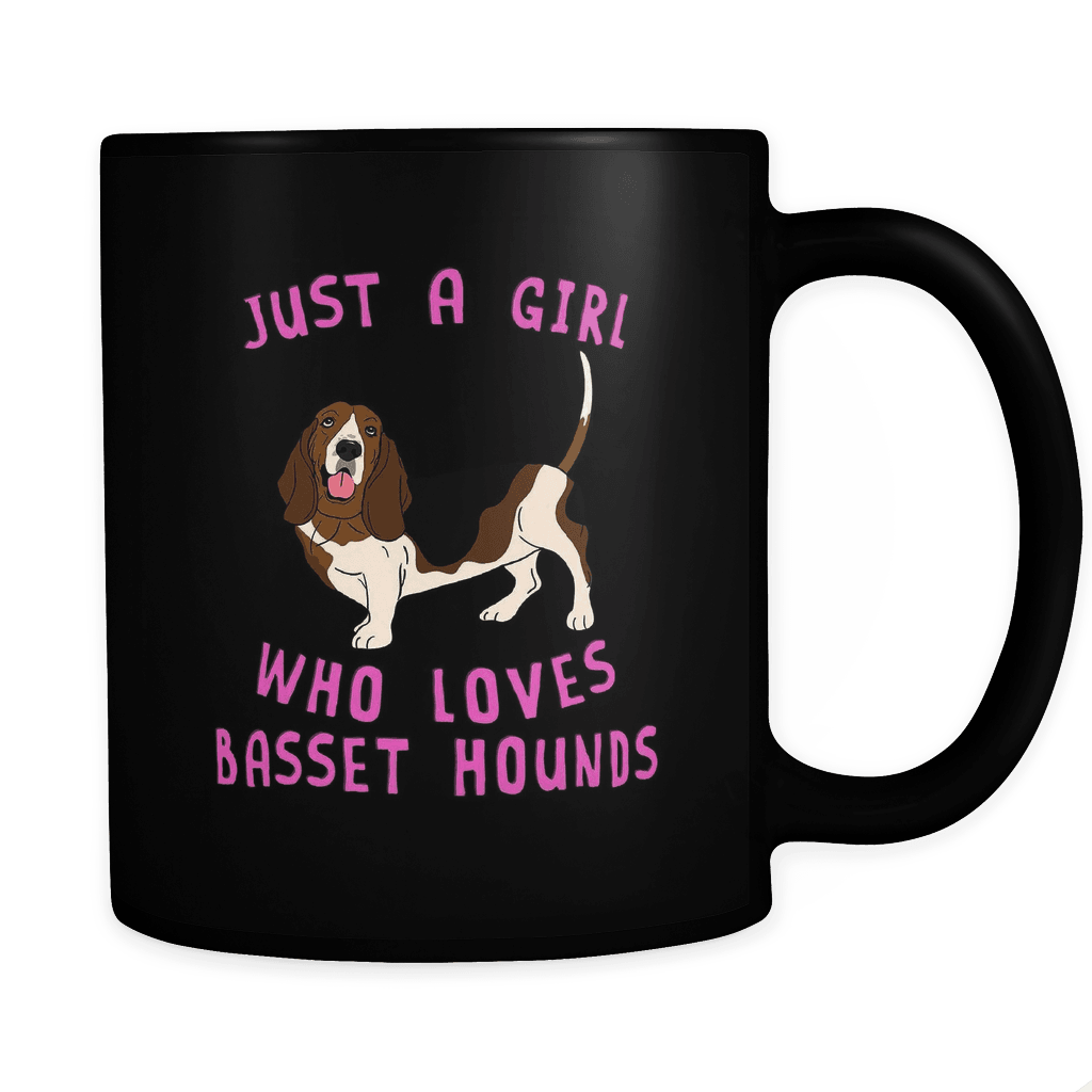 RobustCreative-Dog Lover Black Mug: Just a Girl Who Loves Basset Hounds both sides printed Animal Spirit