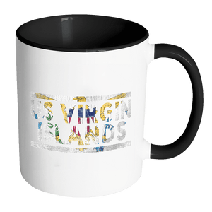 RobustCreative-Retro Vintage Flag Virgin Islander US Virgin Islands 11oz Black & White Coffee Mug ~ Both Sides Printed