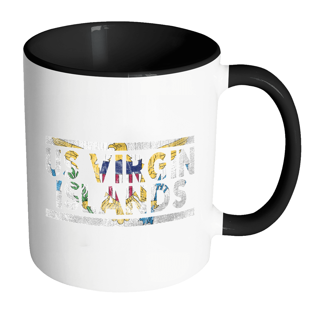 RobustCreative-Retro Vintage Flag Virgin Islander US Virgin Islands 11oz Black & White Coffee Mug ~ Both Sides Printed