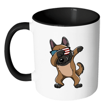 Load image into Gallery viewer, RobustCreative-Dabbing Belgian Malinois Dog America Flag - Patriotic Merica Murica Pride - 4th of July USA Independence Day - 11oz Black &amp; White Funny Coffee Mug Women Men Friends Gift ~ Both Sides Printed
