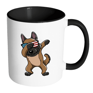 RobustCreative-Dabbing Belgian Malinois Dog America Flag - Patriotic Merica Murica Pride - 4th of July USA Independence Day - 11oz Black & White Funny Coffee Mug Women Men Friends Gift ~ Both Sides Printed