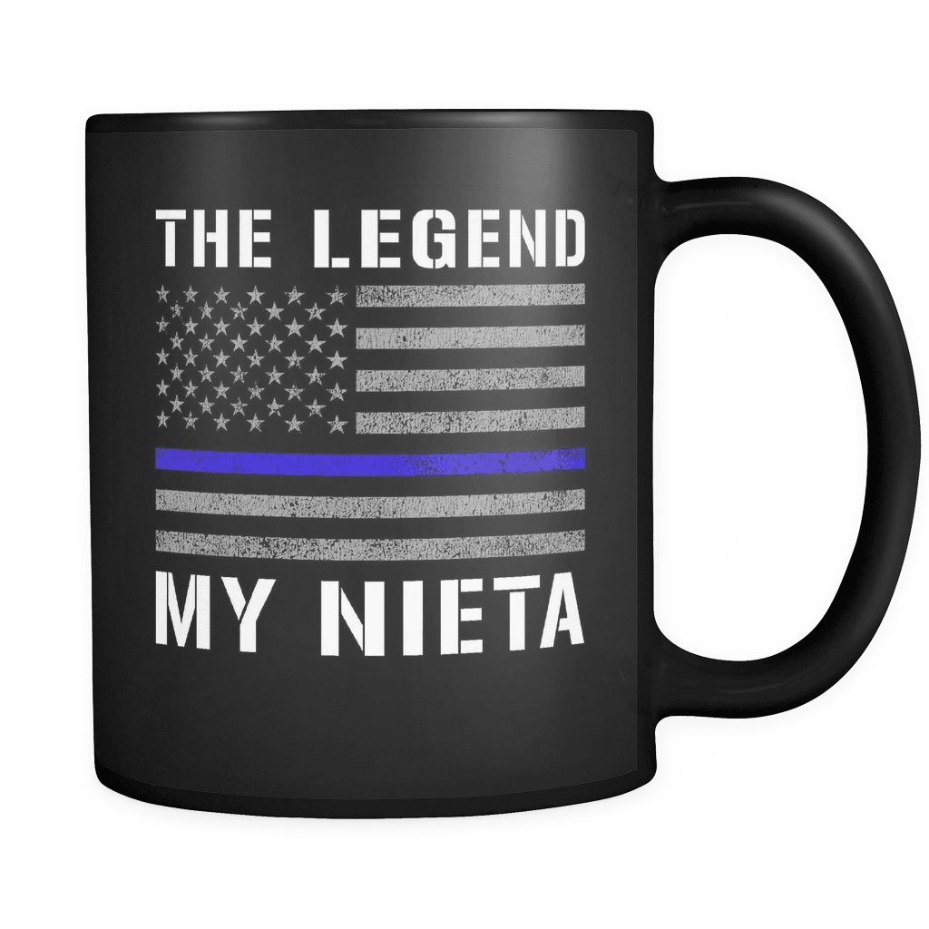 RobustCreative-Nieta The Legend American Flag patriotic Trooper Cop Thin Blue Line Law Enforcement Officer 11oz Black Coffee Mug ~ Both Sides Printed