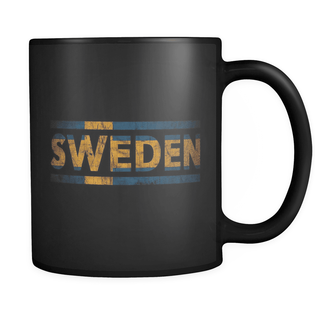 RobustCreative-Retro Vintage Flag Swedish Sweden 11oz Black Coffee Mug ~ Both Sides Printed
