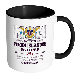 RobustCreative-Best Mom Ever with Virgin Islander Roots - US Virgin Islands Flag 11oz Funny Black & White Coffee Mug - Mothers Day Independence Day - Women Men Friends Gift - Both Sides Printed (Distressed)
