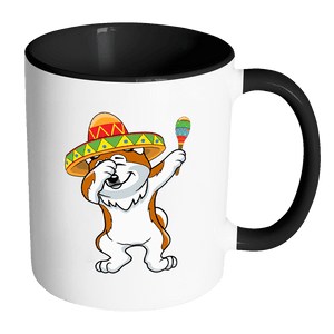 RobustCreative-Dabbing Akita Dog in Sombrero - Cinco De Mayo Mexican Fiesta - Dab Dance Mexico Party - 11oz Black & White Funny Coffee Mug Women Men Friends Gift ~ Both Sides Printed