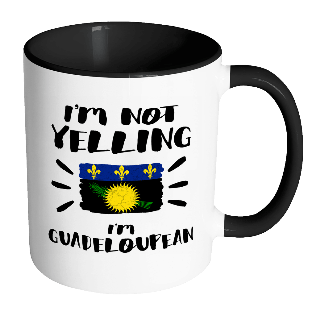 RobustCreative-I'm Not Yelling I'm Guadeloupean Flag - Guadeloupe Pride 11oz Funny Black & White Coffee Mug - Coworker Humor That's How We Talk - Women Men Friends Gift - Both Sides Printed (Distressed)