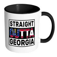 Load image into Gallery viewer, RobustCreative-Straight Outta Georgia - Georgian Flag 11oz Funny Black &amp; White Coffee Mug - Independence Day Family Heritage - Women Men Friends Gift - Both Sides Printed (Distressed)
