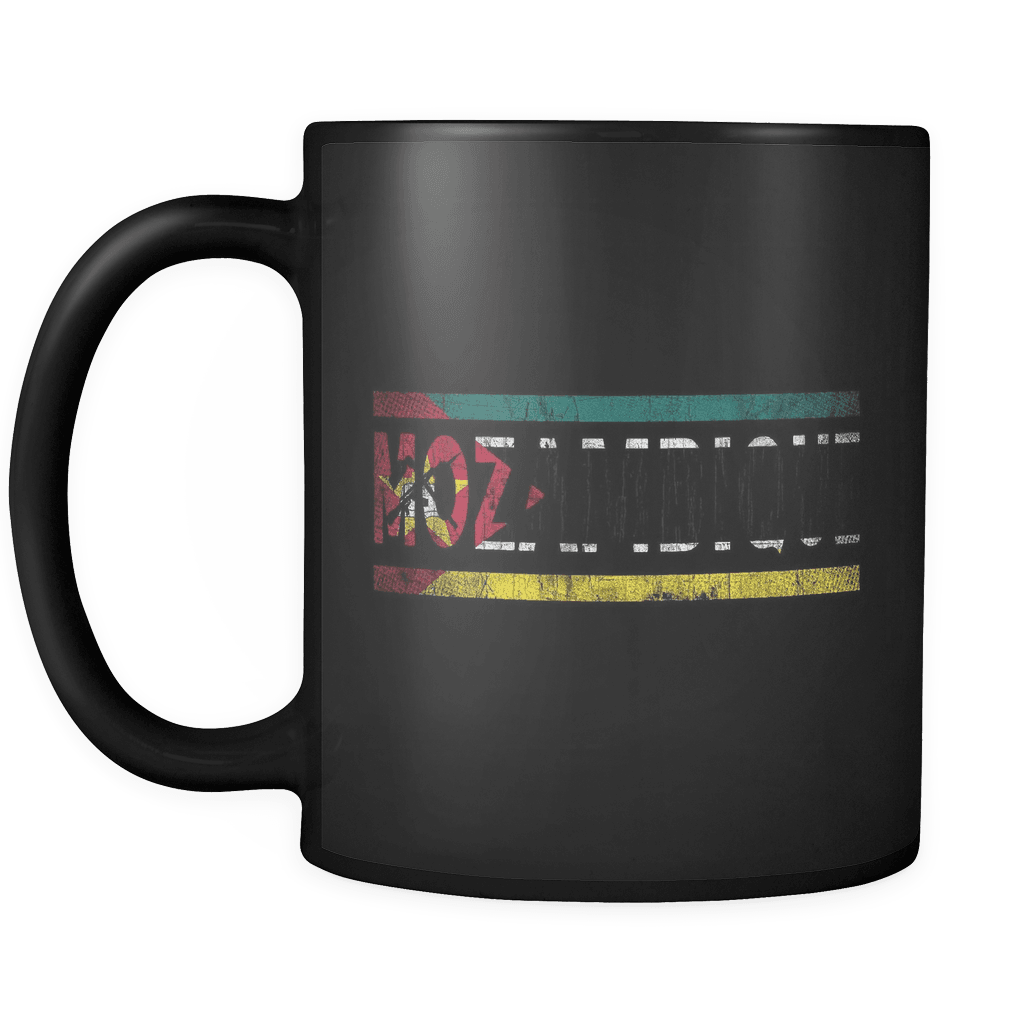 RobustCreative-Retro Vintage Flag Mozambican Mozambique 11oz Black Coffee Mug ~ Both Sides Printed