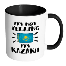 Load image into Gallery viewer, RobustCreative-I&#39;m Not Yelling I&#39;m Kazakh Flag - Kazakhstan Pride 11oz Funny Black &amp; White Coffee Mug - Coworker Humor That&#39;s How We Talk - Women Men Friends Gift - Both Sides Printed (Distressed)
