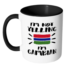 Load image into Gallery viewer, RobustCreative-I&#39;m Not Yelling I&#39;m Gambian Flag - Gambia Pride 11oz Funny Black &amp; White Coffee Mug - Coworker Humor That&#39;s How We Talk - Women Men Friends Gift - Both Sides Printed (Distressed)
