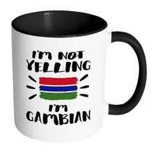 Load image into Gallery viewer, RobustCreative-I&#39;m Not Yelling I&#39;m Gambian Flag - Gambia Pride 11oz Funny Black &amp; White Coffee Mug - Coworker Humor That&#39;s How We Talk - Women Men Friends Gift - Both Sides Printed (Distressed)
