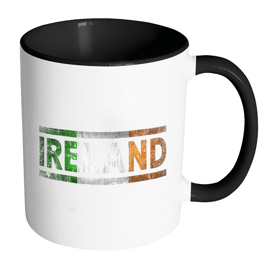 RobustCreative-Retro Vintage Flag Irish Ireland 11oz Black & White Coffee Mug ~ Both Sides Printed