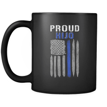 Load image into Gallery viewer, RobustCreative-Thin Blue Line US Flag Proud Hijo Serve &amp; Protect Thin Blue Line Law Enforcement Officer 11oz Black Coffee Mug ~ Both Sides Printed
