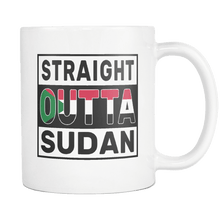 Load image into Gallery viewer, RobustCreative-Straight Outta Sudan - Sudanese Flag 11oz Funny White Coffee Mug - Independence Day Family Heritage - Women Men Friends Gift - Both Sides Printed (Distressed)
