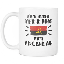 Load image into Gallery viewer, RobustCreative-I&#39;m Not Yelling I&#39;m Angolan Flag - Angola Pride 11oz Funny White Coffee Mug - Coworker Humor That&#39;s How We Talk - Women Men Friends Gift - Both Sides Printed (Distressed)
