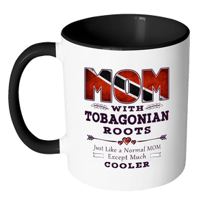 RobustCreative-Best Mom Ever with Tobagonian Roots - Tobago Flag 11oz Funny Black & White Coffee Mug - Mothers Day Independence Day - Women Men Friends Gift - Both Sides Printed (Distressed)