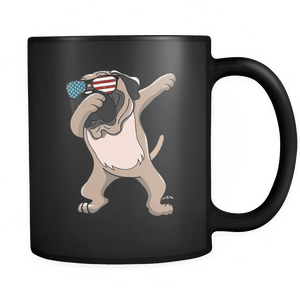 RobustCreative-Dabbing Mastiff Dog America Flag - Patriotic Merica Murica Pride - 4th of July USA Independence Day - 11oz Black Funny Coffee Mug Women Men Friends Gift ~ Both Sides Printed