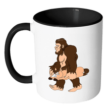 Load image into Gallery viewer, RobustCreative-Bigfoot Sasquatch Carrying Horse - I Believe I&#39;m a Believer - No Yeti Humanoid Monster - 11oz Black &amp; White Funny Coffee Mug Women Men Friends Gift ~ Both Sides Printed
