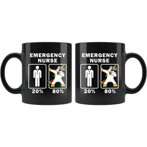RobustCreative-Emergency Nurse Dabbing Unicorn 80 20 Principle Graduation Gift Mens - 11oz Black Mug Medical Personnel Gift Idea