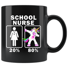 Load image into Gallery viewer, RobustCreative-School Nurse Dabbing Unicorn 20 80 Principle Superhero Girl Womens - 11oz Black Mug Medical Personnel Gift Idea
