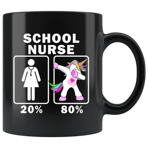 RobustCreative-School Nurse Dabbing Unicorn 20 80 Principle Superhero Girl Womens - 11oz Black Mug Medical Personnel Gift Idea